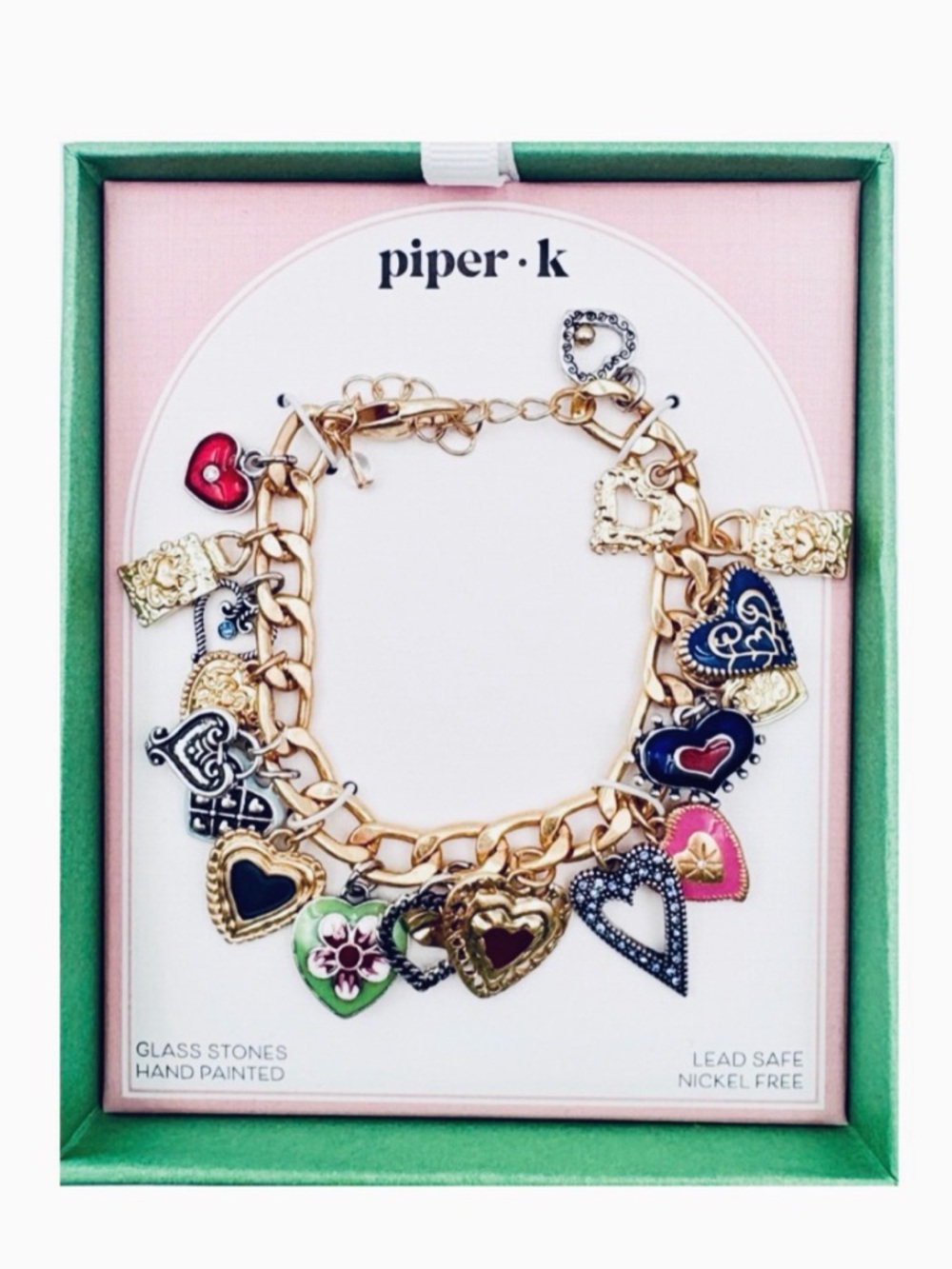 NWT ⚜️💖⚜️ Piper K Viral Gorgeous Brighton Style Multi Heart Charm Bracelet - Picture 5 of 11